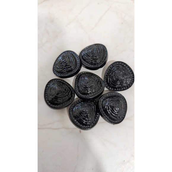 Unbranded Other - Vintage Black Triangular Shell Textured Shank Buttons 7/8 Inch Set of 7